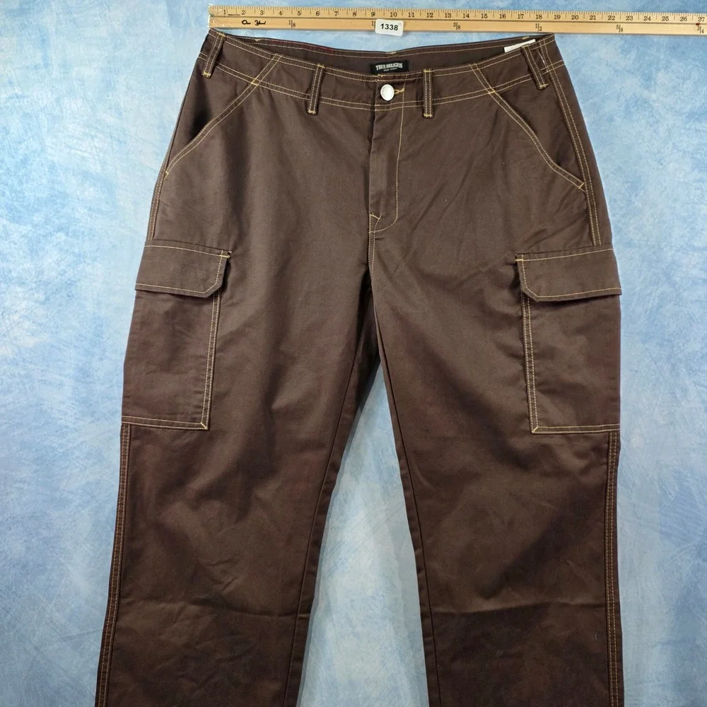 True Religion Mens‎ Bracken Cargo SN Pant EMB Brown Horseshoe Size 36 NWT